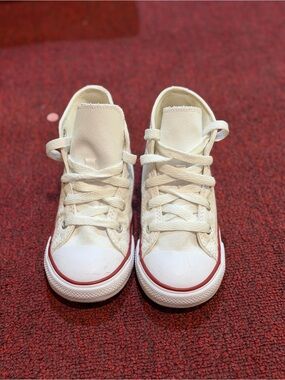 Converse Kids Cream Canvas Sneakers with Red Accent